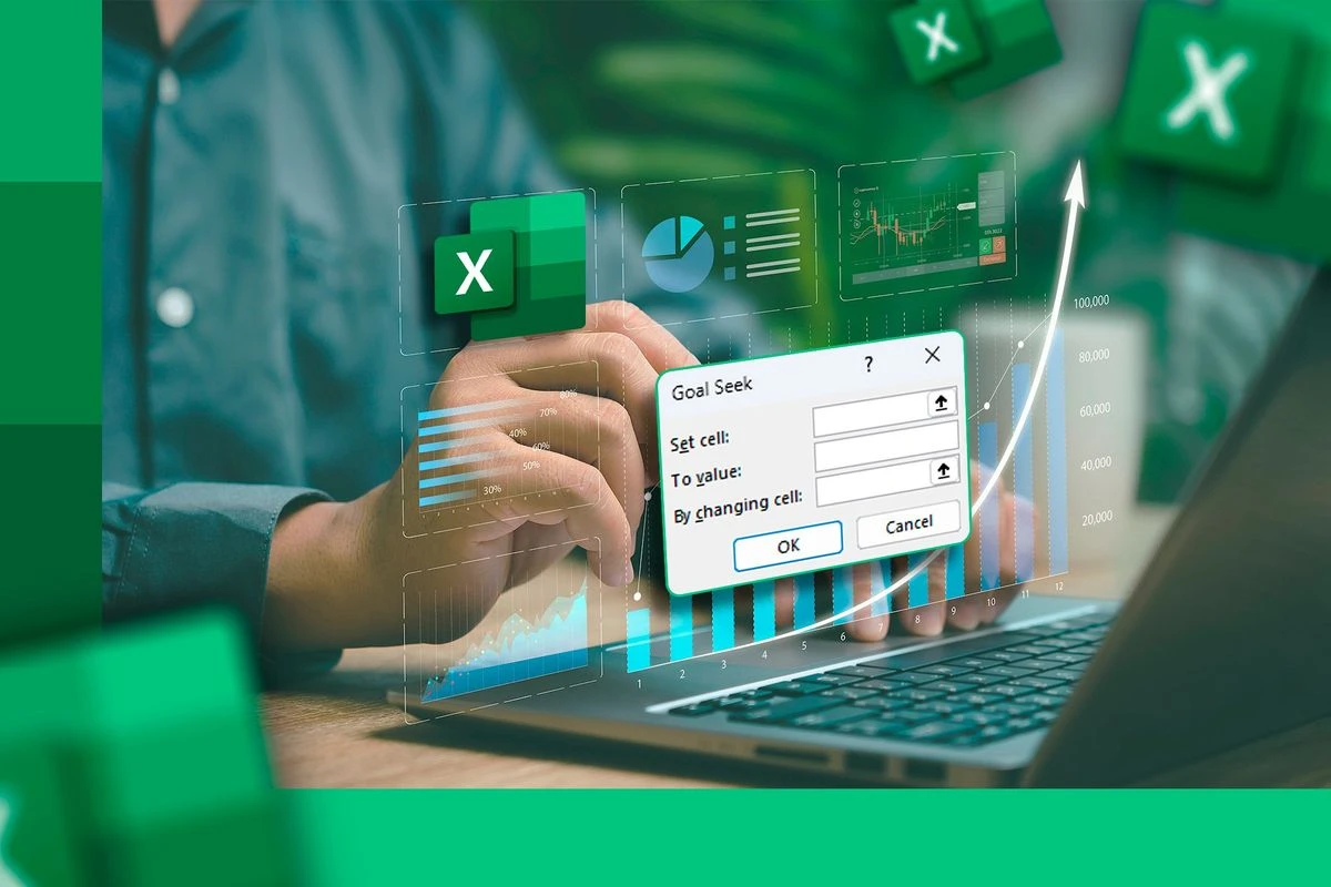 A person using a laptop with a Microsoft Excel spreadsheet open on the screen.